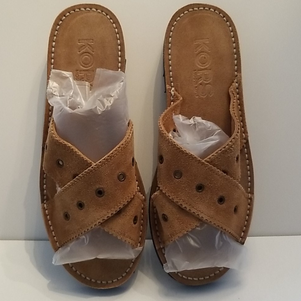 Michael Kors Suede Slides Sandals NIB 8.5 Spain